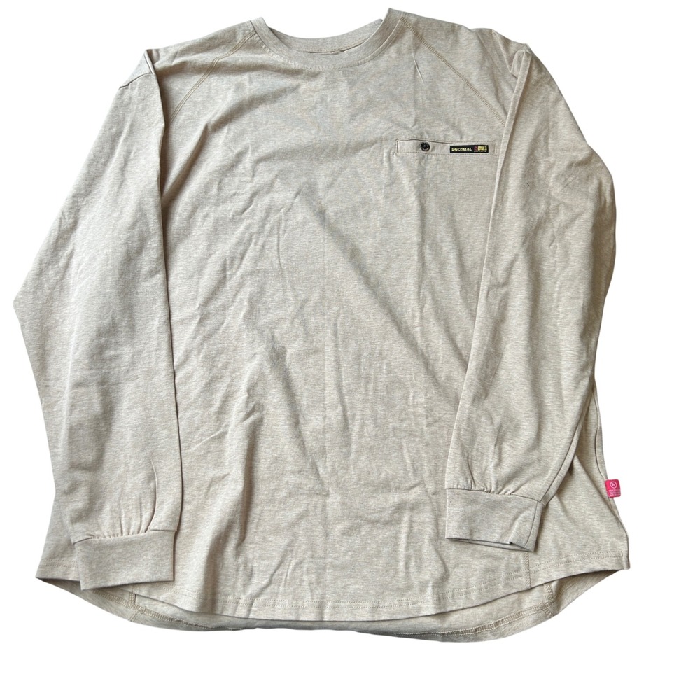 Bocomal FR Flame Resistant Workwear 3XL Tan Long Sleeve Pocket T-Shirt CAT 2